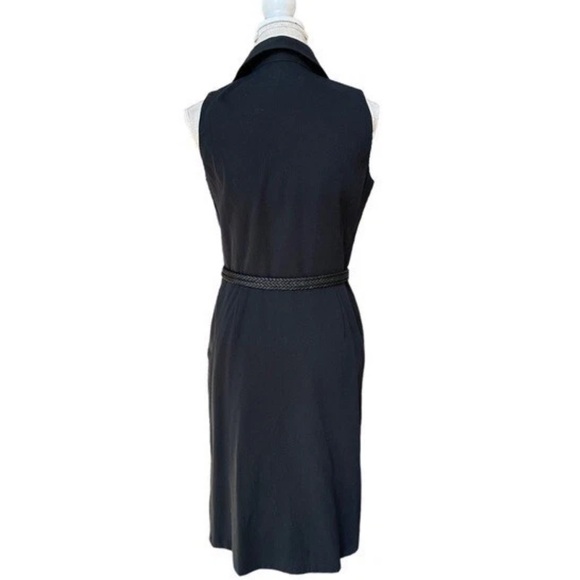 Lafayette 148 Dress Women Size 6 Sleeveless Midi Shirt Dress shirt Belt in Black - Picture 2 of 9